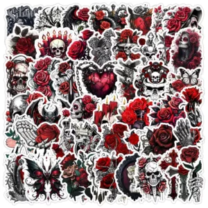 50-Piece North European Gothic Style Waterproof Decorative Stickers for Water Bottles and Mobile Phones