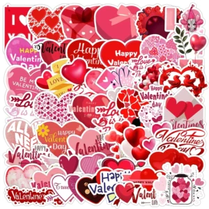 50-Piece Waterproof Love Graffiti Stickers for Valentine’s Day Mobile Phone Decoration