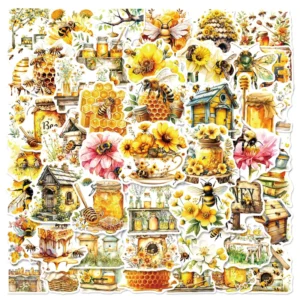 50 Set Paper-Printed Yellow Animal Design Cartoon Decoration Custom Bee Stickers