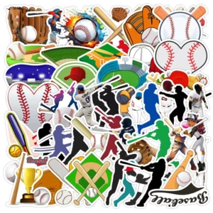 50 Sports Style Baseball Graffiti Waterproof Computer Decorative Stickers Packaging Labels for Water Cups