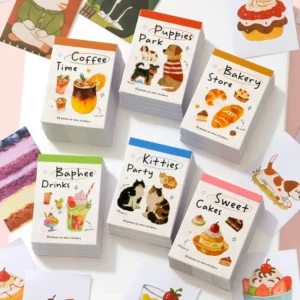 50 Stickers Per Pack Life’s Little Treats Series Bean Bean Sticker Book Korean-Style Food Decorations
