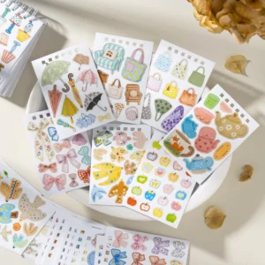 50 Stickers Per Pack Little Things Therapy Shop Series Cute Cartoon DIY Spiral Bound Sticker Book for Bullet Journals