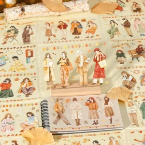 50 Stickers per Pack Character Coil Sticker Book, Fall Outfit Theme