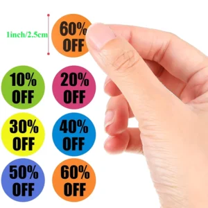 500 PCS Roll 1 Inch Discount Price Stickers for Retail Inventory Tagging Adhesive Promotional Discount Labels for Retail Pricing