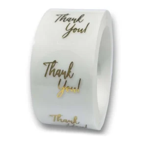500 Pcs Roll Transparent Thank You PP Waterproof Gold-Stamped Self-Adhesive Stickers