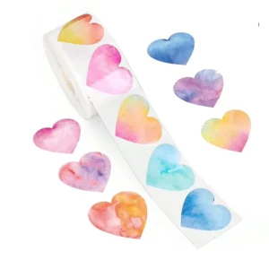 500 Pcs Rolls Colorful Heart Sticker Waterproof Adhesive Paper Stickers for Reward Gifts Daily Use