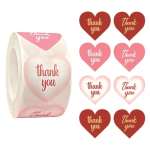 500 Sheets Heart Thank-You Roll Stickers for Small Business Gift Packaging