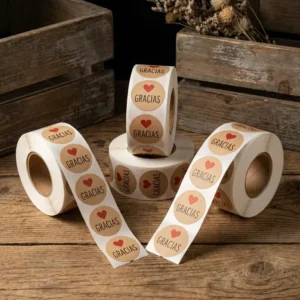 500Pcs Gracias Kraft Paper Thank You Stickers Roll for Small Business Packaging Spanish Gift Bags Envelopes Round Labels