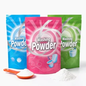 500g 1kg 2kg Custom Printed Three-Side-Seal Stand-Up Laundry Detergent Ziplock Pouches with Spouts