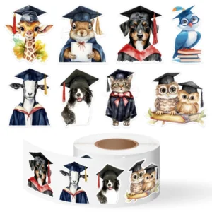 500pcs Roll Congrats Grad Animal Self Adhesive Labels Stickers DIY Envelope Seal Party Favors Packaging Gift Stickers