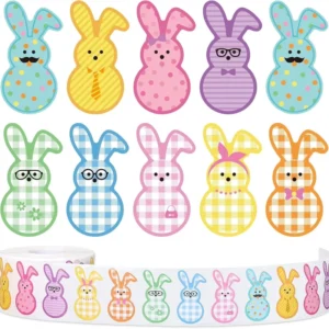 500pcs Roll Cute Cartoon Colorful Rabbit Stickers Eco Friendly Cookie and Candy Packaging Self-Adhesive Stickers
