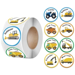 500pcs Roll Dump Truck Waterproof Stickers for Children’s Toys and Teaching Incentives