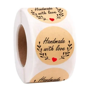 500pcs Roll Round Custom Printed 2 Inch Kraft Paper Thank You Stickers