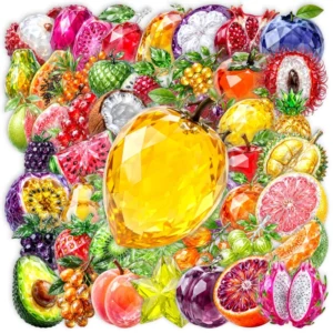 50PCS Colorful Transparent Rhinestone Fruit-Shaped Stickers