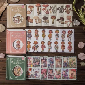 50PCS Decorative Dairy Sticker Collection Library Series DIY Material Collage Base 8 Models