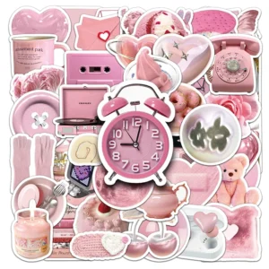 50PCS High Quality Custom Pvc Waterproof Die Cut Stickers Cute Vinyl INS Pink Stickers Packs for Skateboard Laptop Luggage Bags