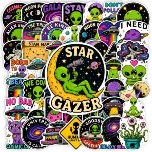 50PCS Outerspace Explore Galaxy Vibe Weird Universe Alien Sticker