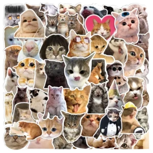 50PCS Realistic Cat Meme Stickers