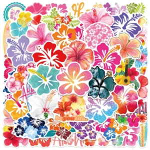 50PCS Summer Flower Hawaiian Hibiscus Stickers