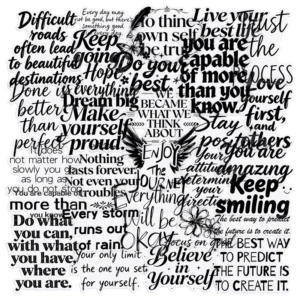 50PCS Transparent Black and White Stay Positive Phrase Stickers