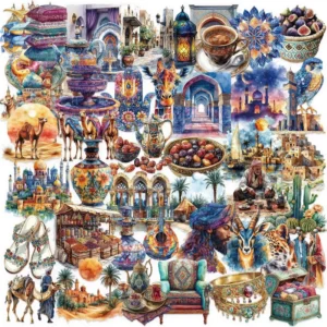 50PCS Transparent Middle Eastern Travel and Culture Stickers