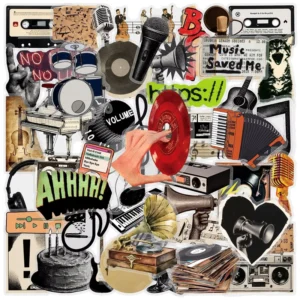 50PCS Transparent Vintage Musical Rock and Roll Stickers