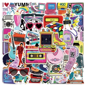 50PCS Vintage 80S Vibes Music Disco Game 90S Sticker