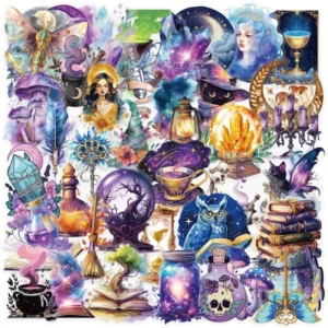 50PCS Waterproof PET Transparent Apothecary Witchy Diamond Stickers