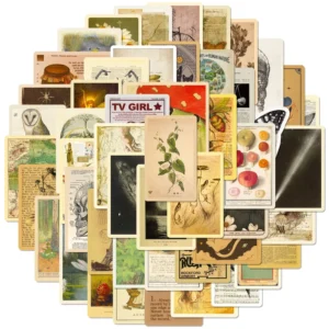 50Pcs Art Vintage Poster Graffiti Stickers for Book Wall Decor Retro Aesthetic Bookmark DIY Sticker