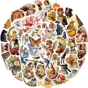 50Pcs Artistic Victorian Retro Art Painting Graffiti Stickers for Bottle Book Suitcase Vinyl Aesthetic Art Sticker