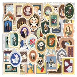 50Pcs Cartoon Classical Painting Graffiti Stickers for Phone Decor Cute Art Frame Sticker