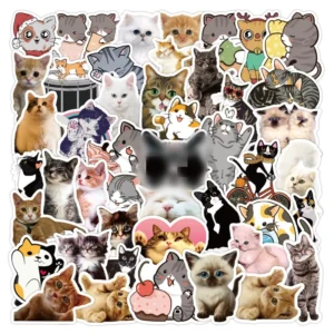 50Pcs Cat Stickers for Home Decor, Skateboard, Luggage, and Laptop