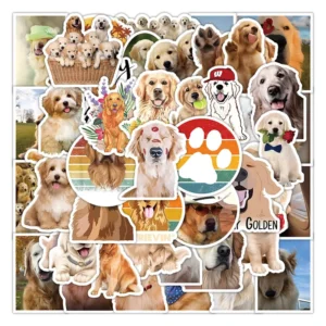 50Pcs Golden Retriever Dog Graffiti Stickers for Suitcase Laptop Wall Decor PVC Pet Puppy Sticker