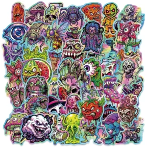 50Pcs Horror Ghost Monster Stickers for Car Decor, Halloween Demon