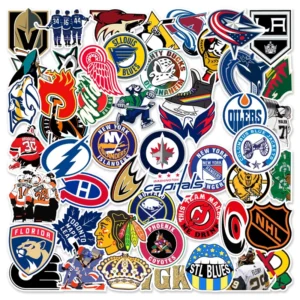 50Pcs Ice Hockey Team Logo Graffiti Stickers for Bottle Laptop Car Waterproof Hockey Sign Mark Sticker