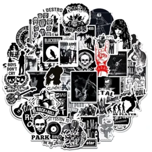 50Pcs Metal Rock Music Band Graffiti Stickers for Guitar Laptop Phone Rock n Roll Classic Punk Sticker