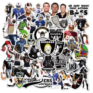 50Pcs Oakland Raiders Football Sport Stickers for Home Bottle Helmet Phone Luggage Laptop Waterproof Stickers