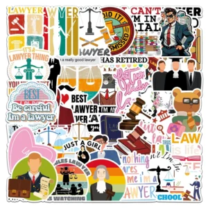 50Pcs Personalized Lawyer Career Cartoon Graffiti Stickers for Laptop and Phone Law School Gift