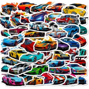 50Pcs Racing Car Cartoon Graffiti Stickers for Car and Phone Decor