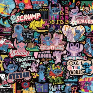 50Pcs Self-Adhesive Black Border Stitch Stickers Set Cute Funny Cartoon Decals DIY Decor Laptop Phone Journal