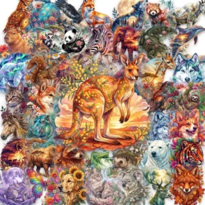 50Pcs Transparent Artistic Animals Decorative Stickers Creative Animal Painting Sticker