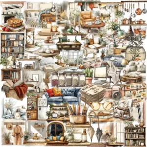 50Pcs Transparent European Home Art Decorative Stickers for Book Luggage Decor Simple Style Sticker