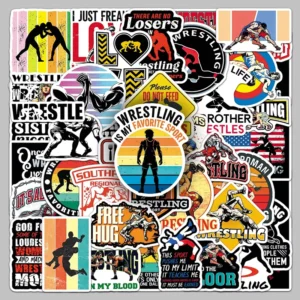 50Pcs Trendy Die Cut Custom Cartoon Passionate Wrestling Graffiti Poster Stickers for DIY Toy Skateboard Motorcycle