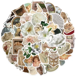 50Pcs Warm Color Floral European Vintage Sticker