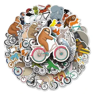 50pcs Animal, Bicycle and Anime Stickers for Laptops, Phones and Skateboards, Waterproof