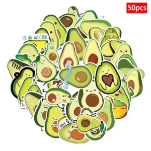 50pcs Avocado PVC Waterproof Stickers for Cars, Mobile Phones, Laptops, Notebooks, Water Bottles