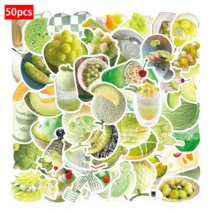 50pcs Cantaloupe Graffiti Doodle PVC Waterproof Stickers for Guitars Notebooks and Luggage