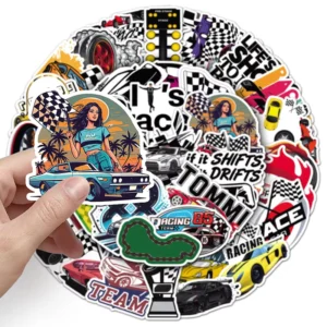 50pcs Cartoon Car Decoration Stickers Waterproof Graffiti Auto Racing Stickers