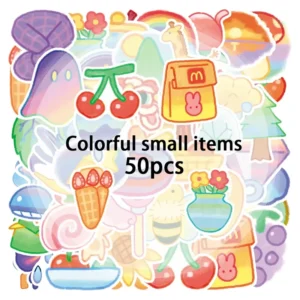 50pcs Cartoon Items PVC Waterproof Stickers for Phone Cases, Notebooks, Water Bottles