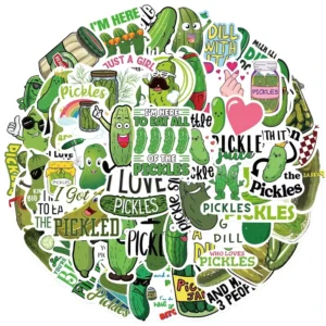 50pcs Cartoon Pickle Graffiti Stickers, Waterproof, for Guitars, Notebooks and Luggage